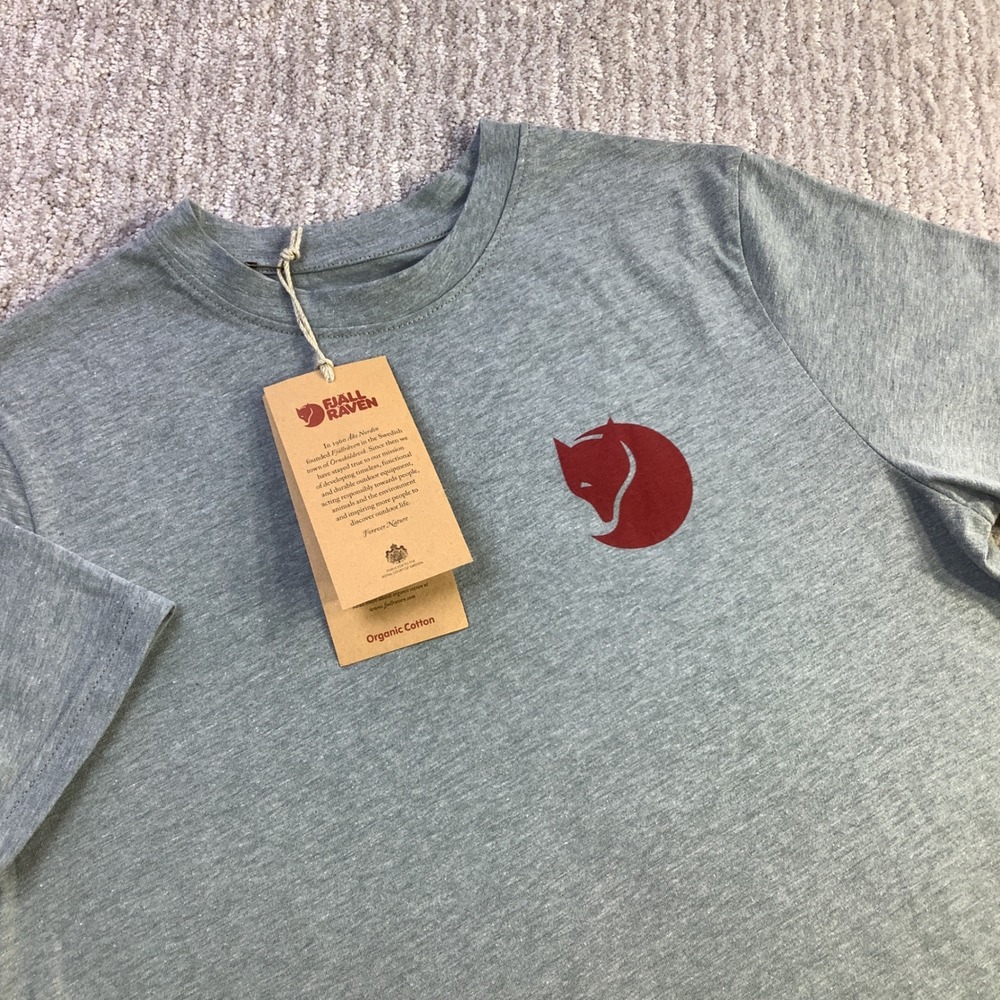 Fjallraven Fox Boxy Logo Tee Womens Grey Organic Cotton Shirt‎ Size XL NWT